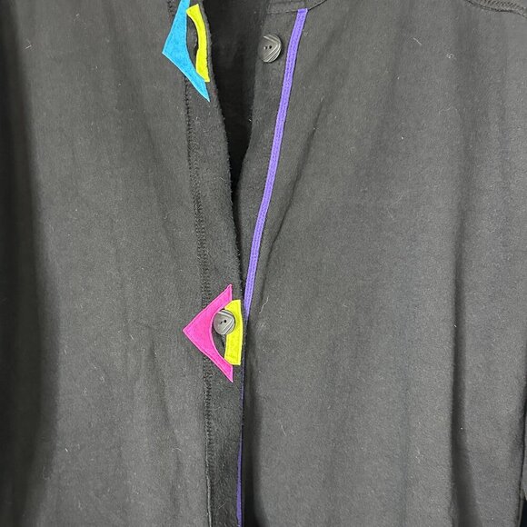 Nu Views Women Vintage Button Up Sweatshirt in Black Size XXL Geometric Shapes - Picture 4 of 9